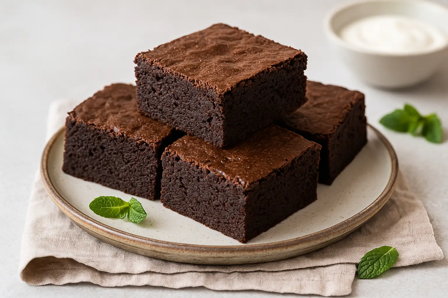 Brownies in air fryer served in square slices