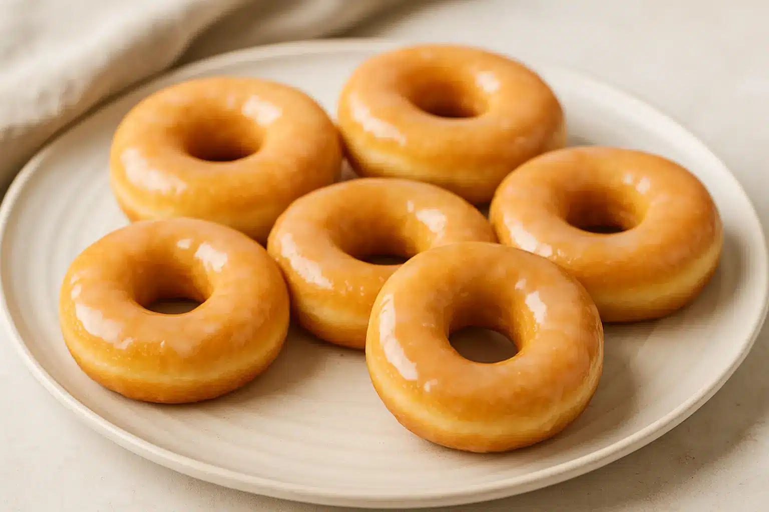Donuts in air fryer on a plate with glaze