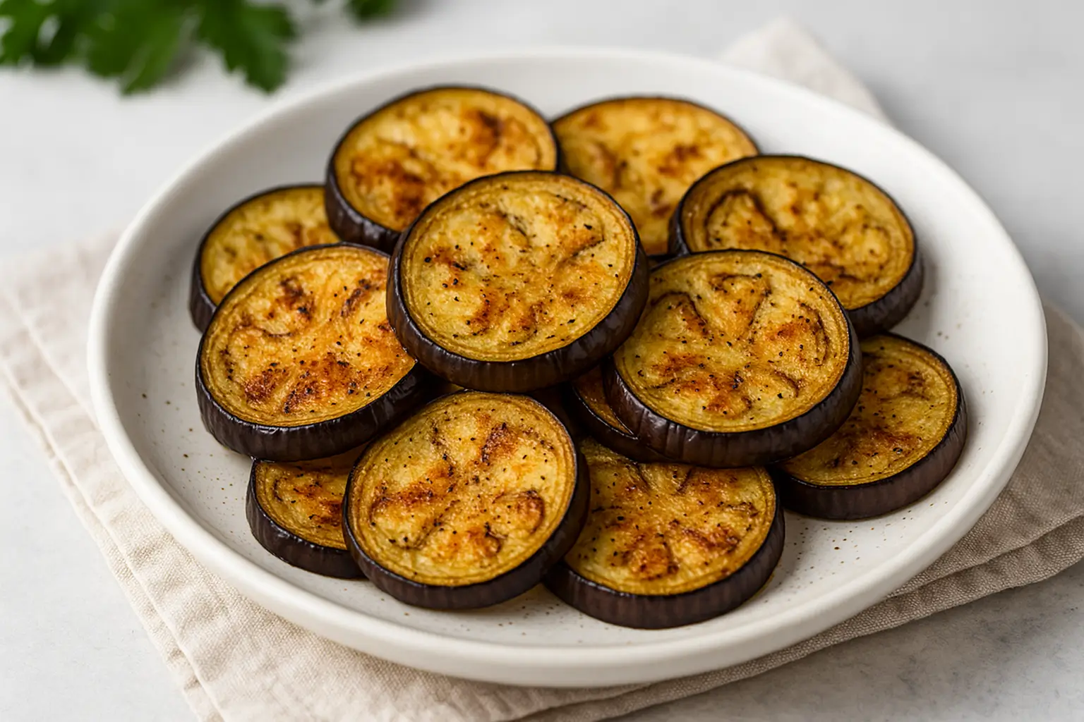 Eggplant in air fryer golden and crisp