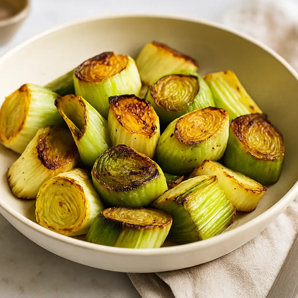 Leeks in air fryer golden and tender