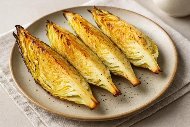 Pointed cabbage in air fryer roasted until golden