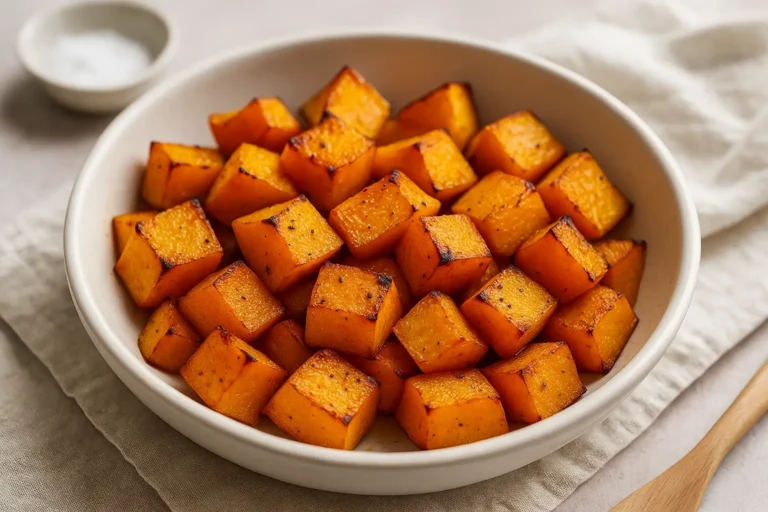 Pumpkin in air fryer with golden edges