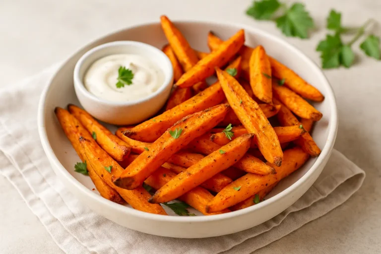 Sweet potatoes in air fryer served as crispy fries